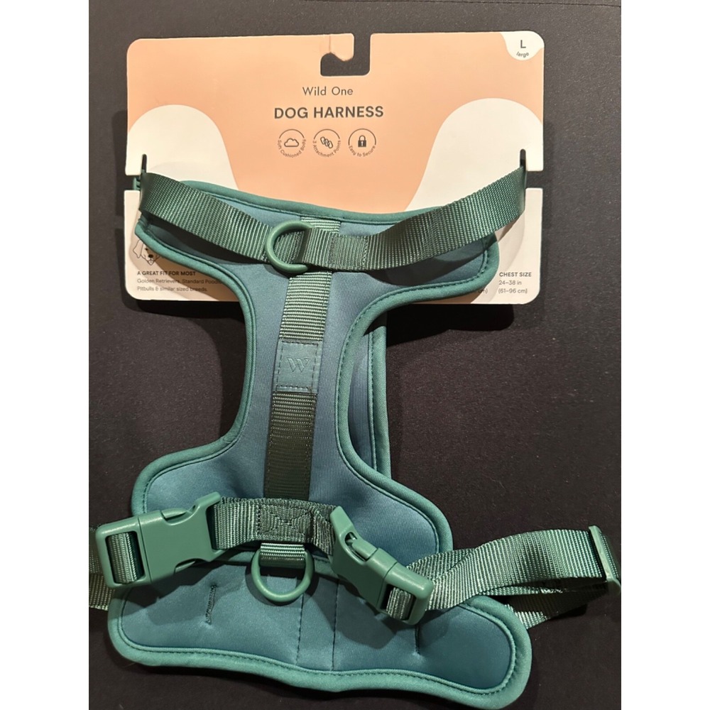 New Wild One Dog Harness Spruce Green L